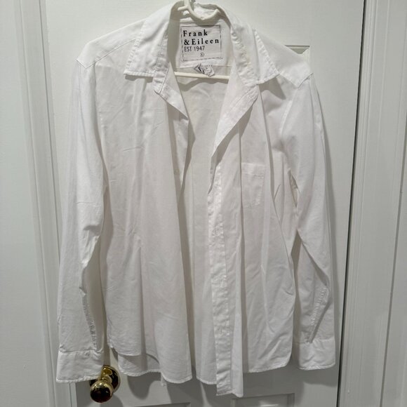 Frank & Eileen White Featherweight Eileen relaxed fit button up shirt size Large - Picture 5 of 6